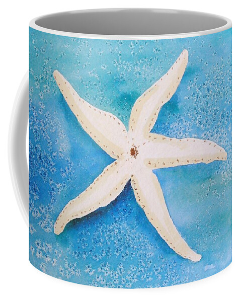 Starfish Coffee Mug featuring the painting White starfish by Patricia Piffath