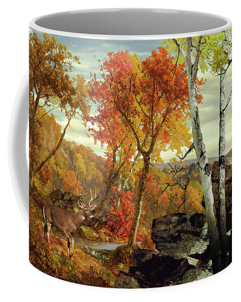 Deer Coffee Mug featuring the digital art White-tailed Deer in the Poconos by M Spadecaller