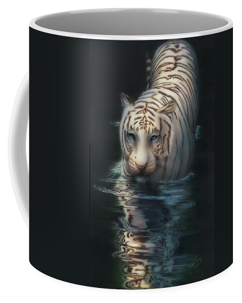  Coffee Mug featuring the painting White Tiger by Wayne Pruse