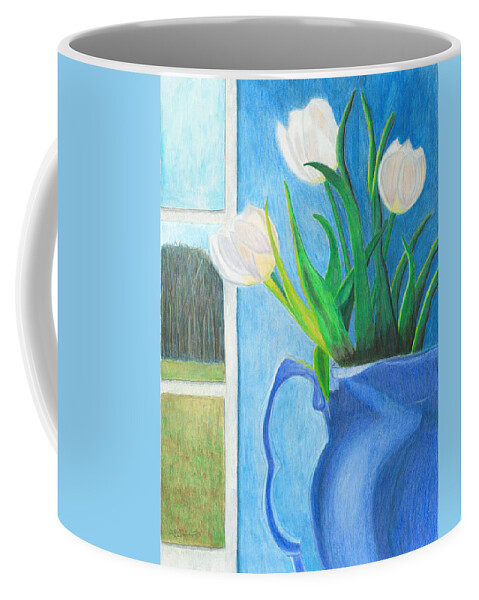 Tulips Coffee Mug featuring the painting White Tulips by Arlene Crafton