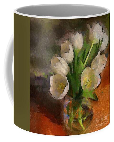 Still Life Coffee Mug featuring the painting White Tulips by Dragica Micki Fortuna