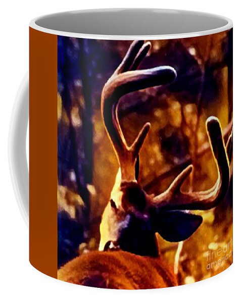 Deer Coffee Mug featuring the digital art Whitetail Buck by Art MacKay