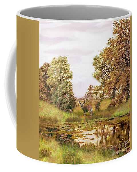 Whitetail Deer Coffee Mug featuring the digital art Whitetail Deer by Walter Colvin