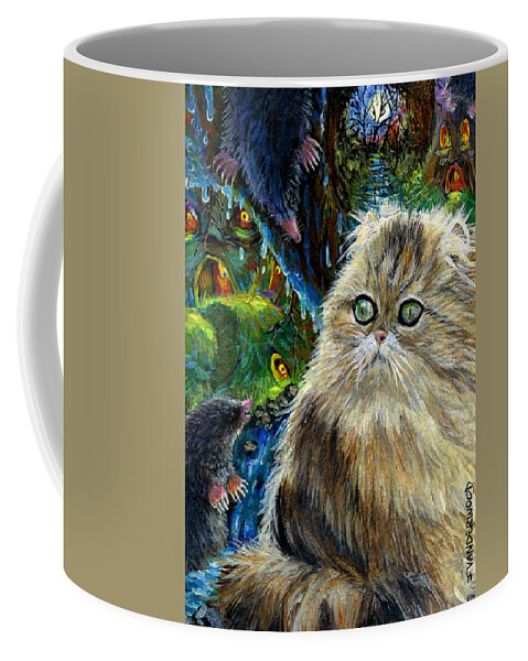 Cat Coffee Mug featuring the painting Who Let the Cat In by Jacquelin L Vanderwood Westerman