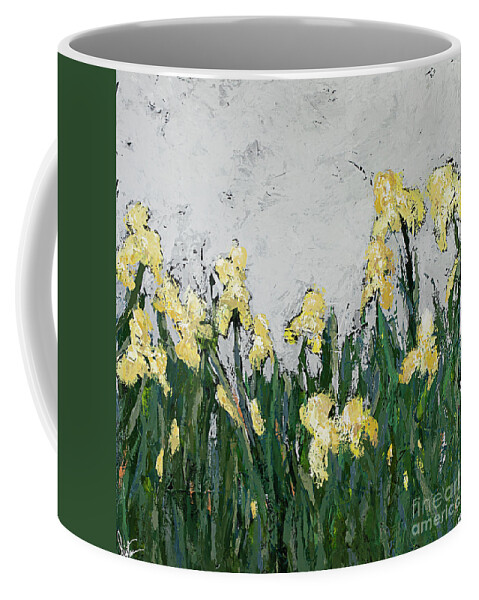 Iris Coffee Mug featuring the painting Wide Awake by Kirsten Koza Reed