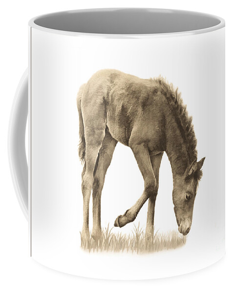 Wild Horse Grazing Coffee Mug featuring the photograph Wild Horse Grazing by Priscilla Burgers
