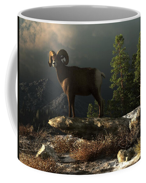 Ram Coffee Mug featuring the digital art Wild Ram by Daniel Eskridge