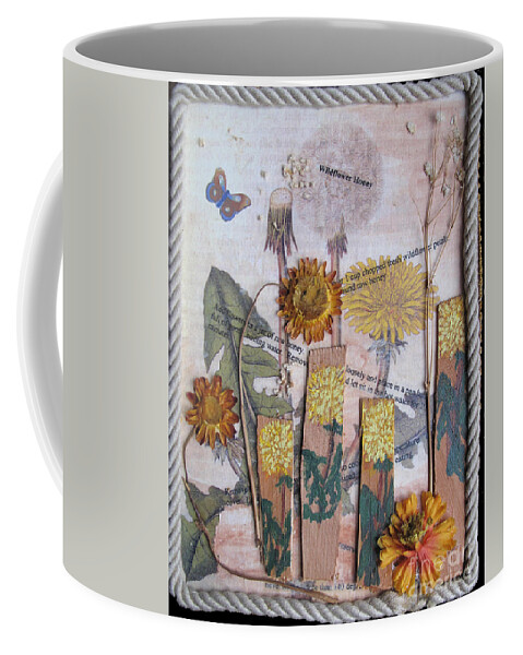 Collage Coffee Mug featuring the mixed media Wildflower Honey by Sandy McIntire