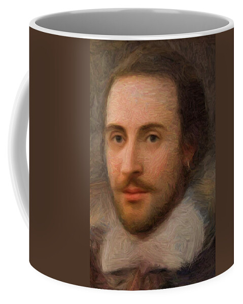 Shakespeare Portrait Coffee Mug featuring the digital art William Shakespeare by Caito Junqueira