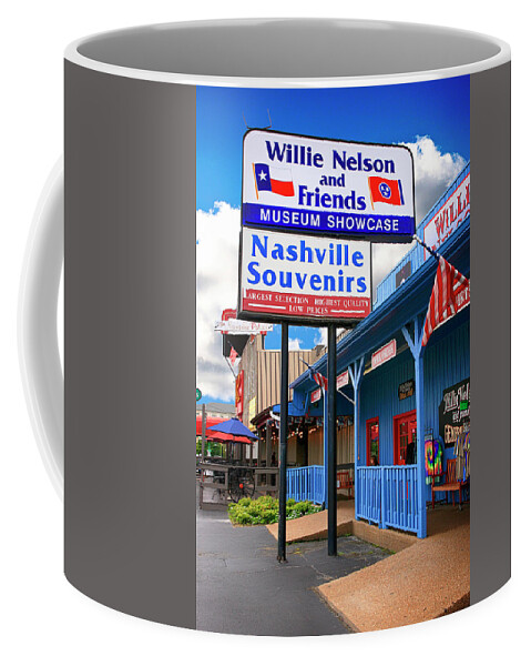 Willie Nelson Coffee Mug featuring the photograph Willie Nelson and Friends Museum and souvenir store in Nashville, TN, USA by Chris Smith