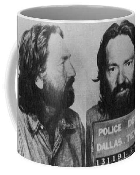 Willie Nelson Coffee Mug featuring the photograph Willie Nelson Mug Shot Horizontal Black and White by Tony Rubino