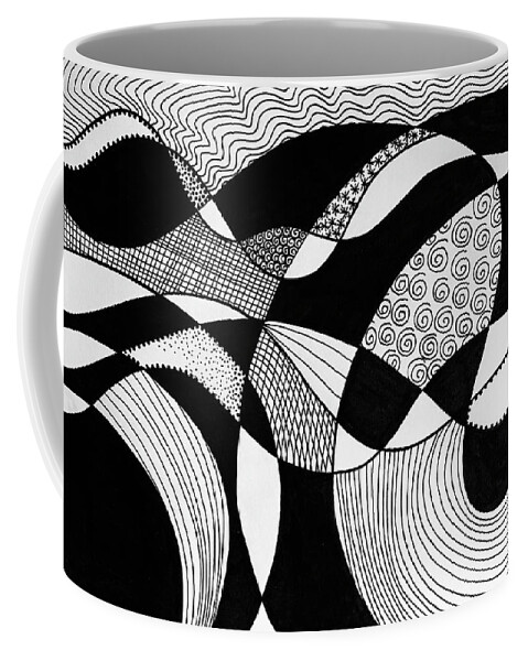 Black And White Coffee Mug featuring the drawing Wind and Wuthering by Lynellen Nielsen