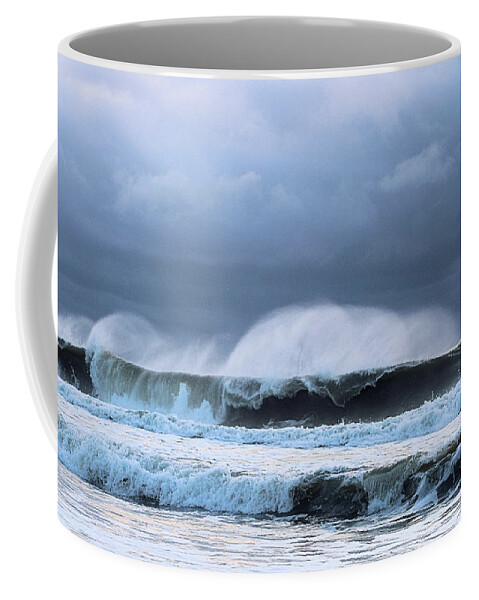 Water Coffee Mug featuring the photograph Wind Blown Waves by Robert Banach