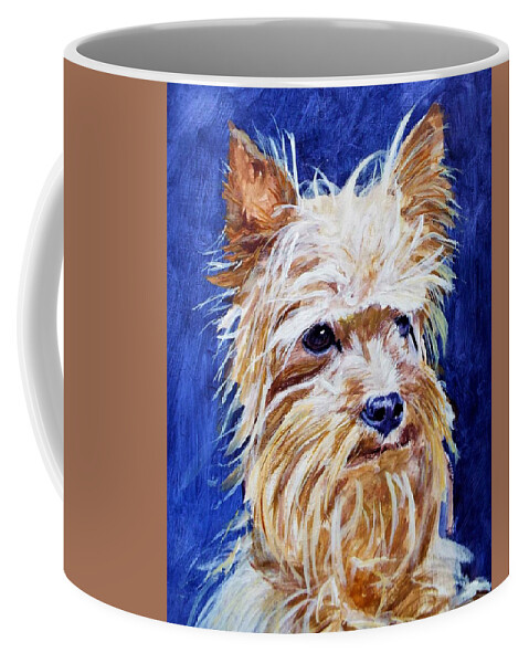 Impressionist Dog Coffee Mug featuring the painting Windblown Yorkshire by Michael Dillon