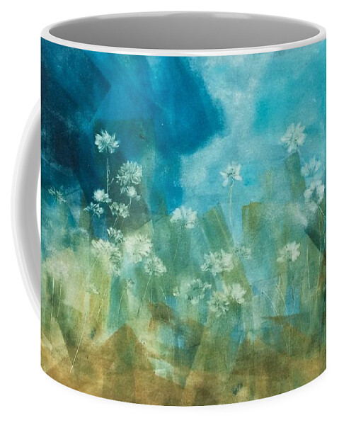 White Flowers Coffee Mug featuring the painting Windflowers by Deb Stroh-Larson