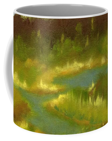  Coffee Mug featuring the painting Winding River in Maine by Barrie Stark