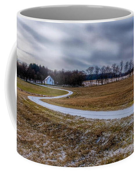 Berryville Virginia Coffee Mug featuring the photograph Winding Road In Snow by Tom Singleton