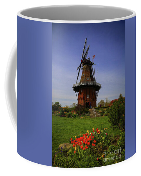Windmill At Tulip Time Coffee Mug featuring the photograph Windmill at Tulip Time by Rachel Cohen