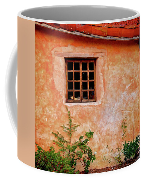 Fine Art Photography Coffee Mug featuring the photograph Window Reading at Carmel Mission, California by Zayne Diamond