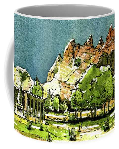 Window Rock Coffee Mug featuring the painting Window Rock Arizona by Terry Banderas