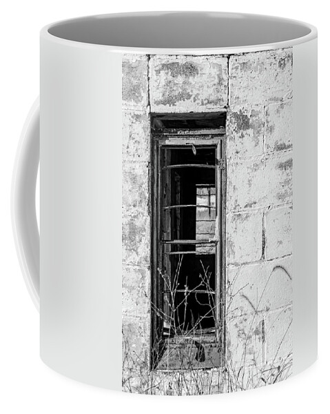 Black And White Coffee Mug featuring the photograph Through My Windows by Holly Ross