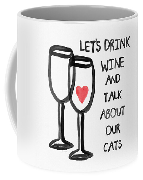 Wine Coffee Mug featuring the painting Wine and Cats- Art by Linda Woods by Linda Woods