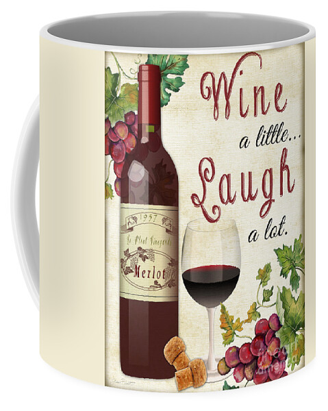 Wine Coffee Mug featuring the painting Wine and Laugh-JP3566 by Jean Plout