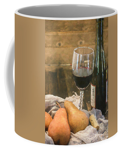 Fruit Coffee Mug featuring the photograph Wine and Pears by Teresa Wilson