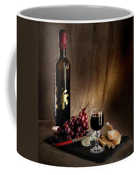 Fotofoxes Coffee Mug featuring the photograph Wine Cheese Grapes by Alexander Fedin