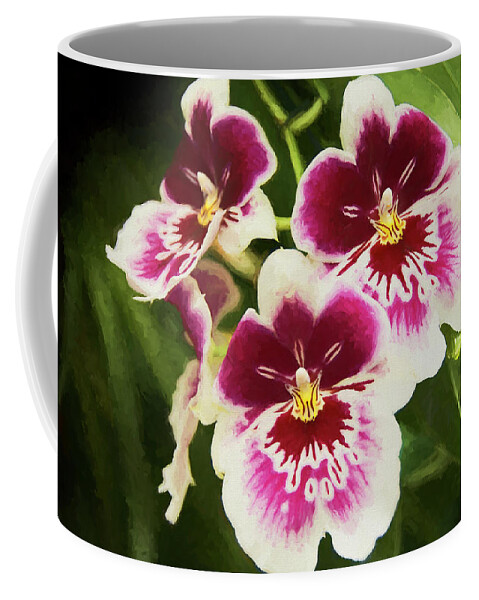 Atalnta Botanical Gardens Coffee Mug featuring the photograph Wine Orchids- The Risen Lord by Penny Lisowski