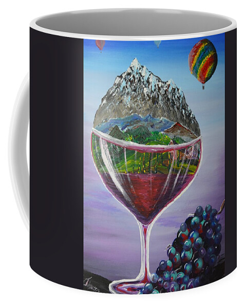 Red Wine Coffee Mug featuring the painting Wine World by Eric Johansen