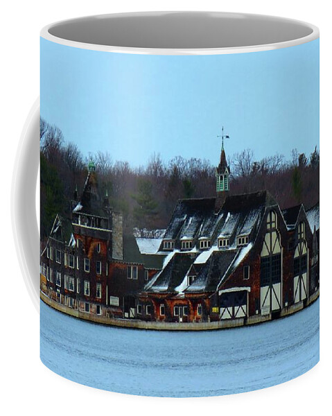 Thousand Islands Coffee Mug featuring the photograph Snow on Boldt Castle Yacht House by Dennis McCarthy
