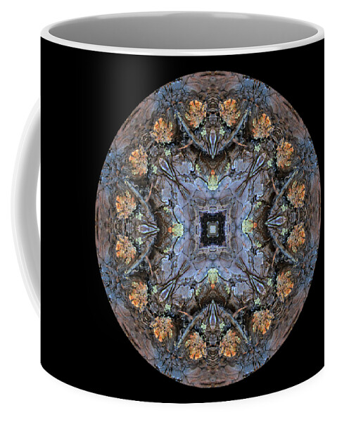Mandala Coffee Mug featuring the digital art Winged Creatures in a Star Kaleidoscope #2 by Julia L Wright