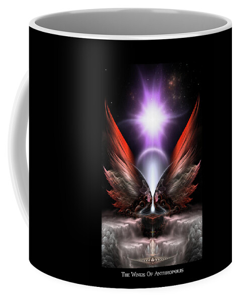 Wings Of Anthropils Coffee Mug featuring the digital art Wings Of Anthropolis HC Fractal Composition by Rolando Burbon