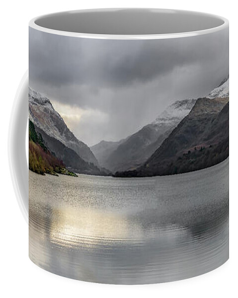 Llanberis Coffee Mug featuring the photograph Winter at Padarn Lake Snowdonia by Adrian Evans