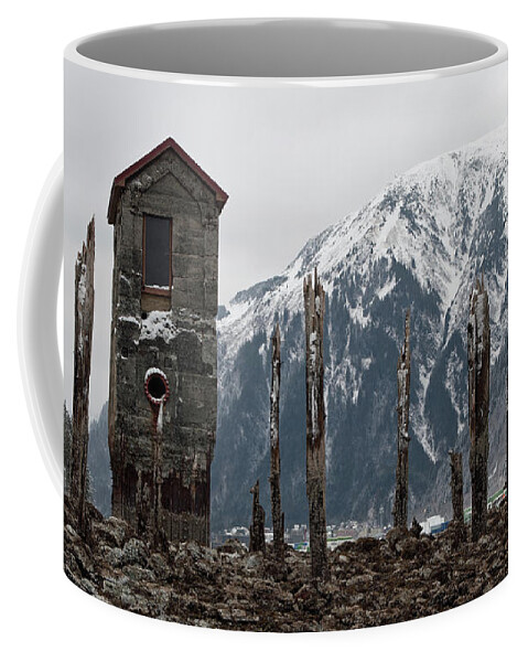 Pumphouse Coffee Mug featuring the photograph Winter at Sandy Beach by Cathy Mahnke