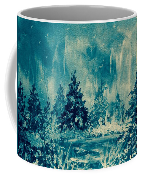 Winter Landscape Coffee Mug featuring the painting Winter Blues by Ellen Levinson