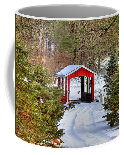 Bridge Coffee Mug featuring the photograph Winter Crossing by Evelina Kremsdorf