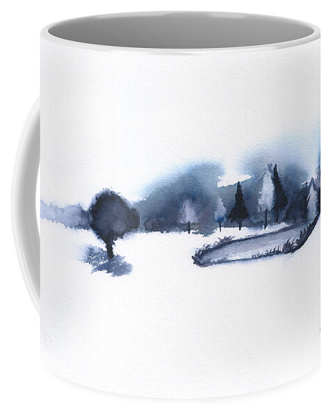 Winter Dawn Coffee Mug featuring the painting Early Snow by Frank Bright