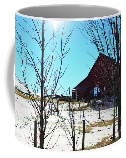 Winter Coffee Mug featuring the photograph Winter Farm House by Laura Kinker