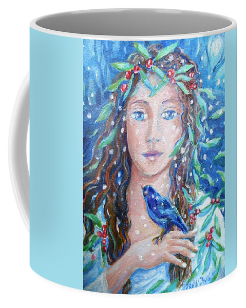Winter Coffee Mug featuring the painting Winter Fledgling by Trudi Doyle