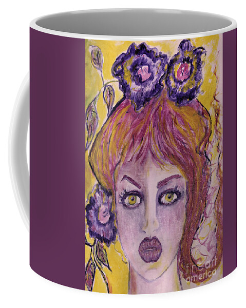 Pop Surrealism Coffee Mug featuring the painting Winter Flowers by Sandy DeLuca