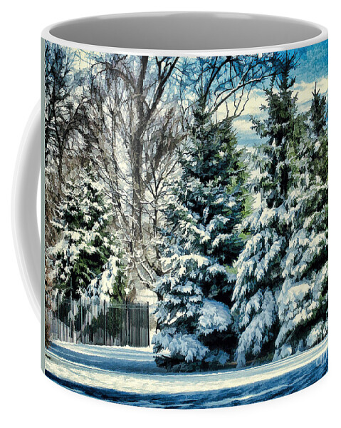 Snow Coffee Mug featuring the photograph Winter In New England by Judy Palkimas