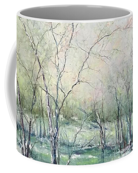 Trees Coffee Mug featuring the painting Winter Interlude by Robin Miller-Bookhout