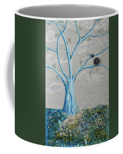 Glass Abstract Art Coffee Mug featuring the mixed media Winter Nest by Donna Blackhall