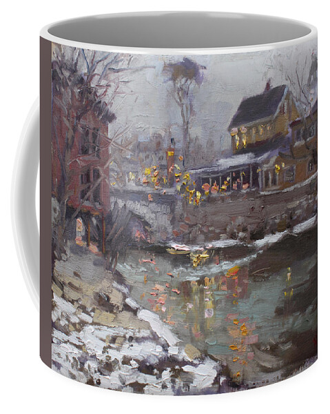 Nocturne Coffee Mug featuring the painting Winter Nocturne in Williamsville by Ylli Haruni