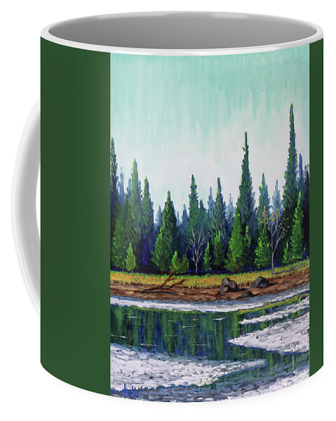 Winter Coffee Mug featuring the painting Winter Pond by Kevin Hughes