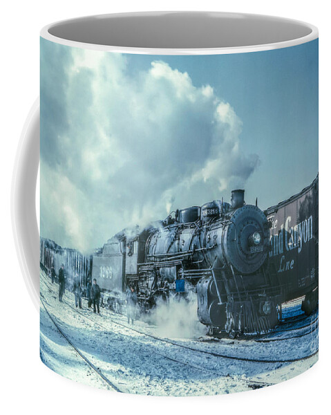 Train Coffee Mug featuring the photograph Winter Steam Train by Randy Steele
