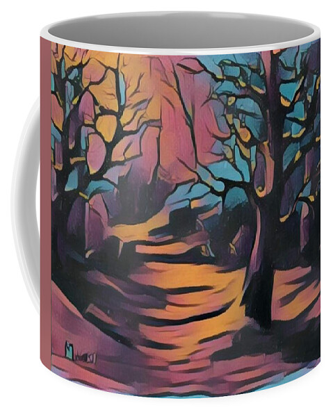 Landscapes Coffee Mug featuring the painting Winter Sunset digital by Megan Walsh