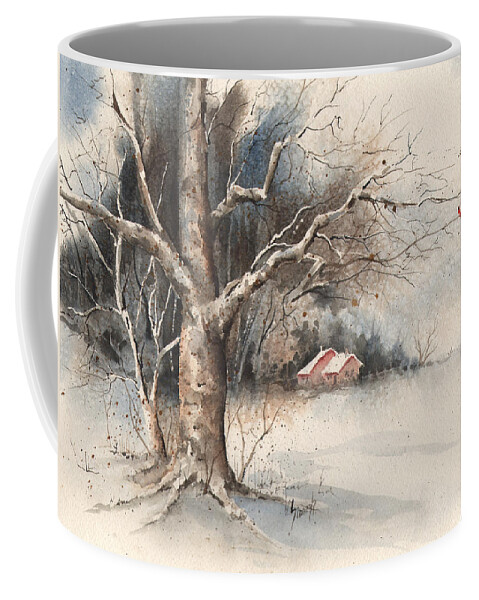 Tree Coffee Mug featuring the painting Winter Tree by Sam Sidders